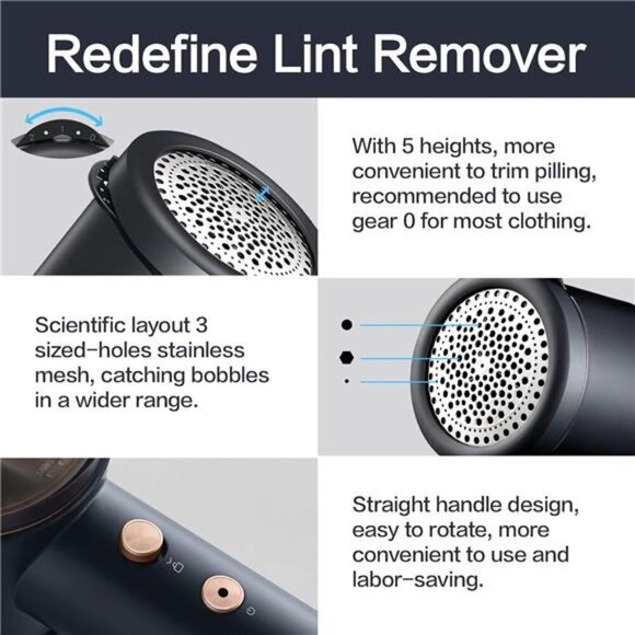 Fabric Shaver Rechargeable Lint Remover, Electric Lint Shaver with 3-Blades - Picture 4 of 7